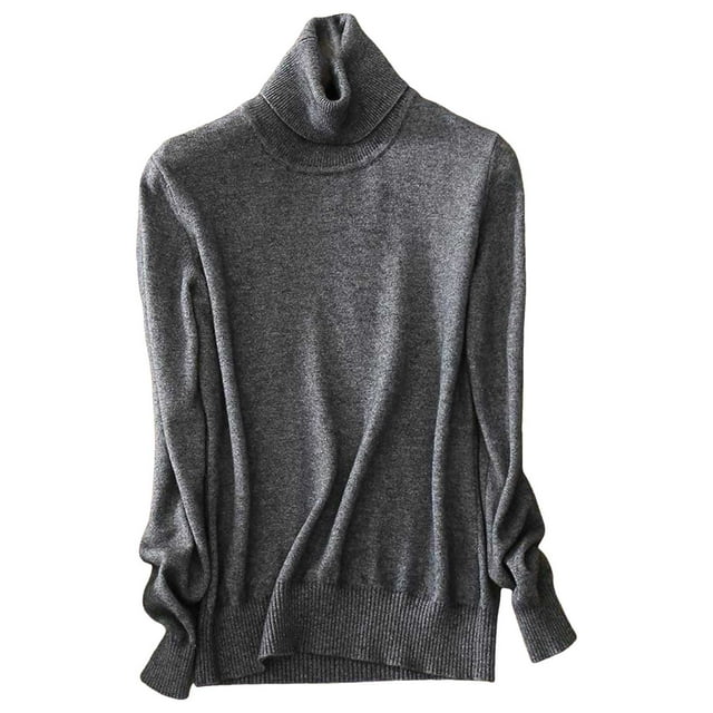 Fgnfyis Chandail Tricoté à Col Roulé pour Femmes, Doux et Chaud, Haut à Enfiler à Col Montant, Chandails pour Femmes, Gris Foncé, TTG