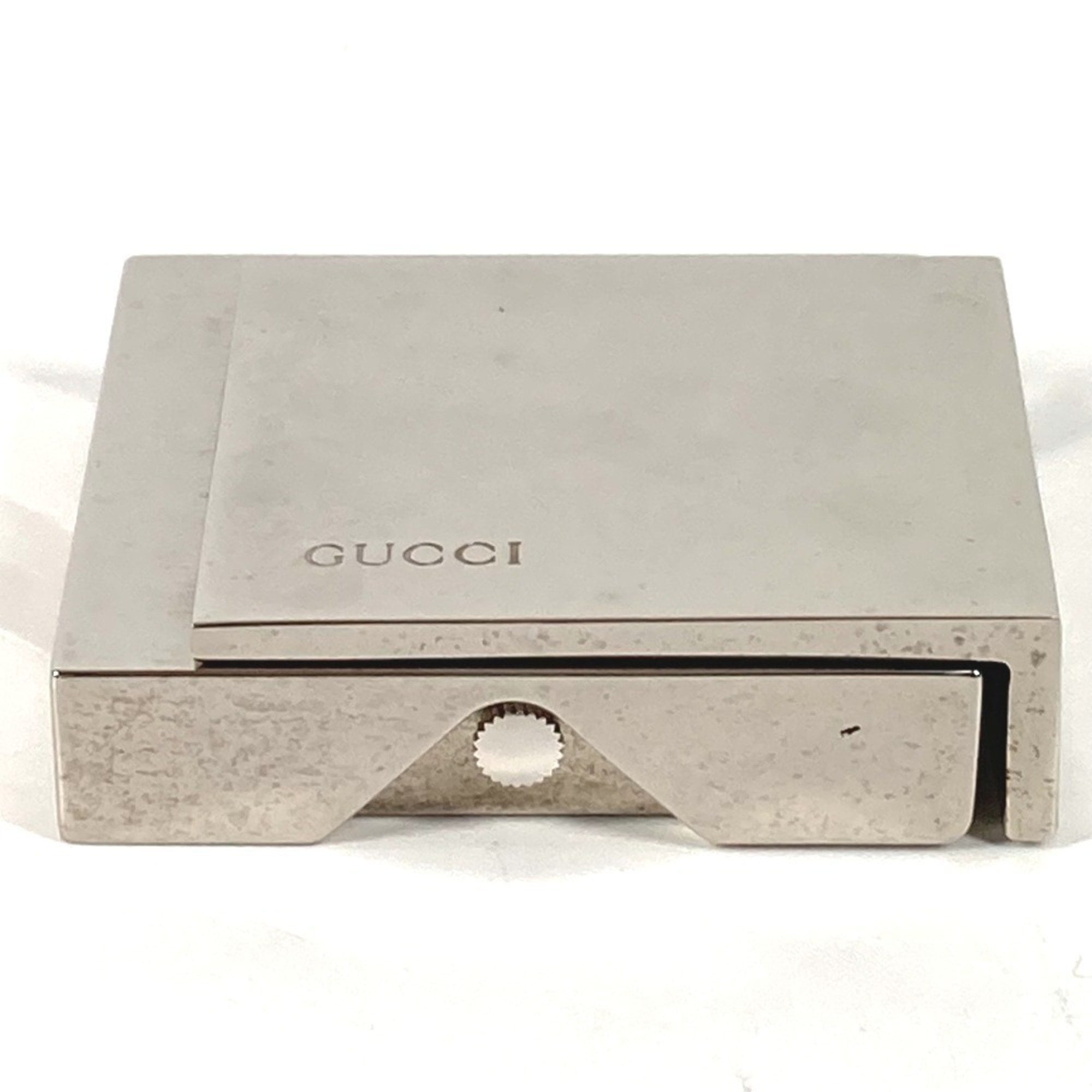 Pre-Owned GUCCI REF0840 Logo Travel Watch Interior Table Clock SS