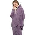 thumbnail image 1 of Conjunto de pijama para mujer, pijama de invierno para mujer, cuello vuelto de terciopelo, 1 of 5