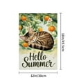 thumbnail image 4 of AMHNF Hello Summer Cat and Oranges Linen Garden Flag for Spring Summer Home Outdoor Garden Yard Door Decor 12x18 inch, 4 of 5
