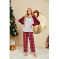 thumbnail image 4 of U2SKIIN Matching Pajamas for Couples, Plaid Ultra Soft Pullover Pjs Set for women Warm Loungewear（Burgundy/Red Blue Plaid，L）, 4 of 5