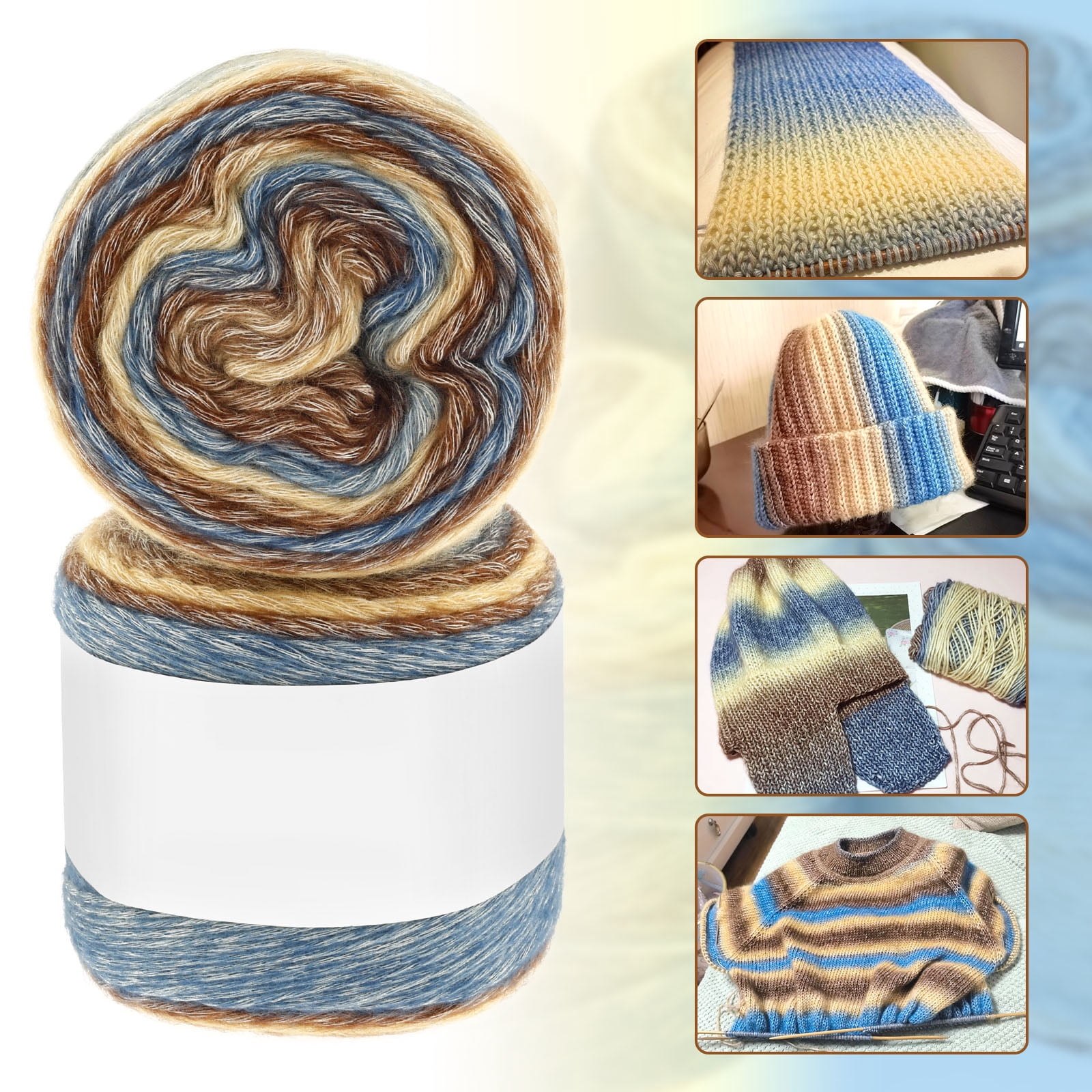 4 Pcs DIY Flexible Ombre Yarn for Knitting Colorful Soft Cotton Gradient Cake Yarn for Making Blanket Scarf Shawl Sweater