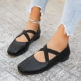 thumbnail image 6 of Women's Square Toe Ballet Flats With Crossed Straps Breathable Soft Sole On Lightweight Non Comfortable Casual Walking Shoes For Everyday Wear Black 36, 6 of 9