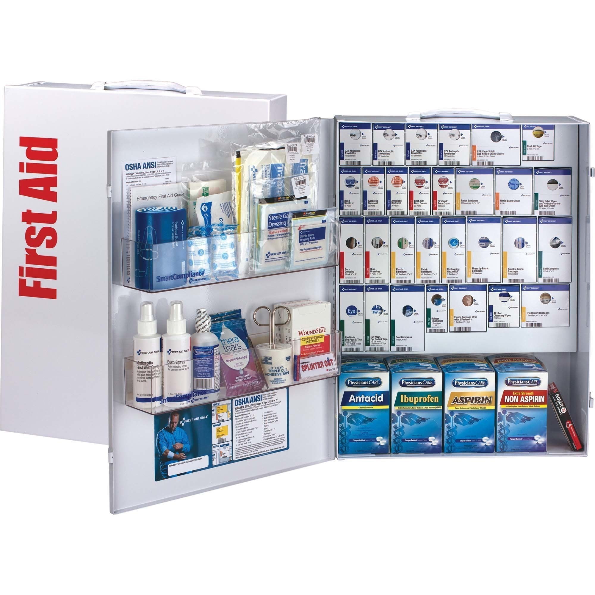 First Aid Only 150 Person XL SmartCompliance Metal Cabinet with Medication, 109 pc