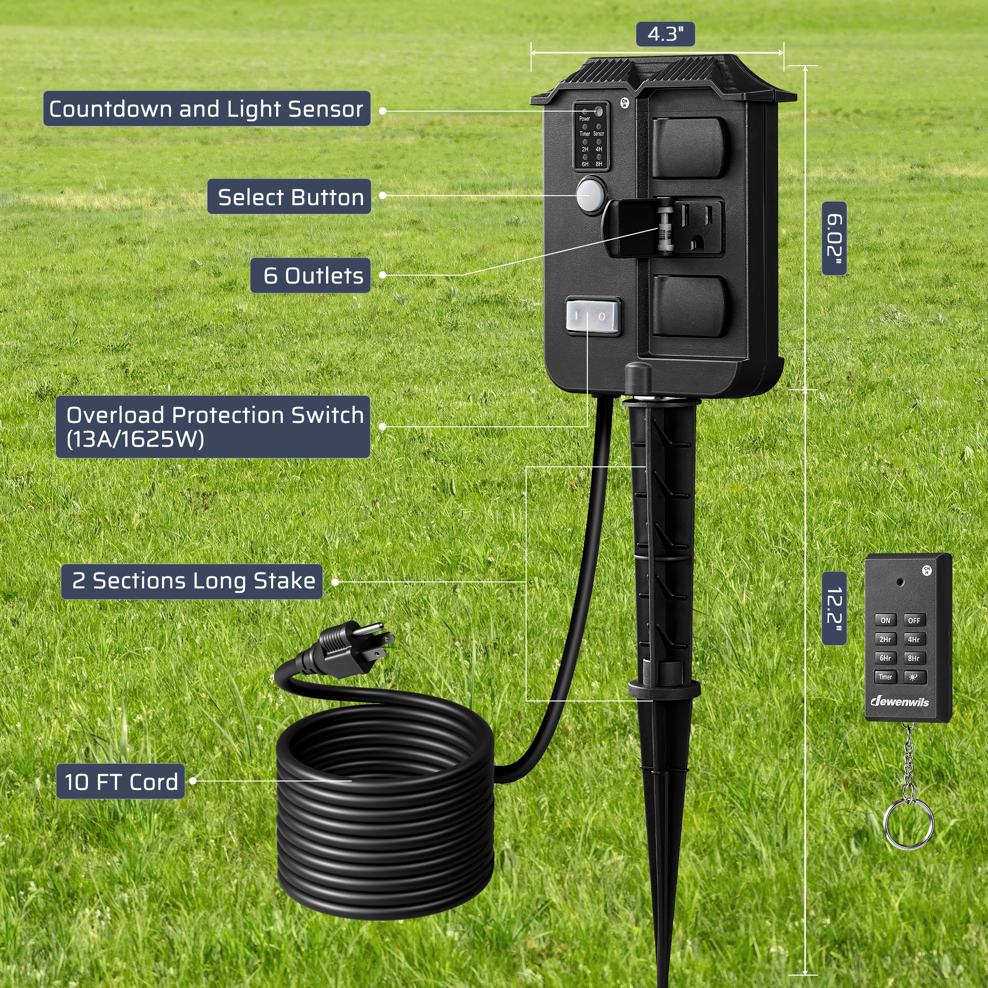 DEWENWILS Outdoor Power Stake Timer with Remote Control photo 4