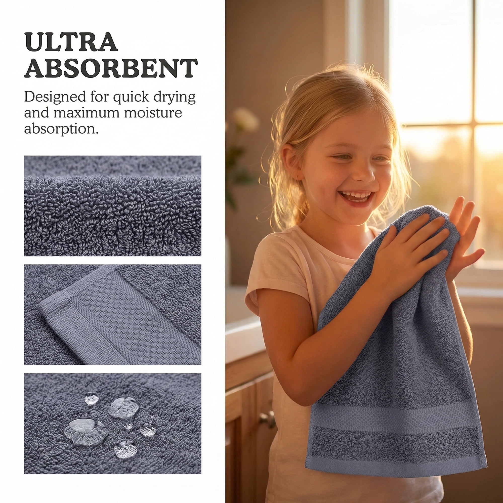 Unique Bargains Solid Cotton 13" x 13" Soft Absorbent Reusable Washcloths Grey 6pk