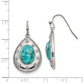 thumbnail image 4 of Stainless Steel Polished Imitation Turquoise and CZ Shepherd Hook Earrings; for Adults and Teens; for Women and Men, 4 of 4