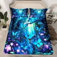 thumbnail image 2 of Homewish Cute Cartoon Butterflies Queen Sheet Sets,Rustic Flying Animal Flat Sheet,Blue Purple Queen Fitted Sheet For Girls Boys,Ultra Soft Home Decor,4pcs, 2 of 7