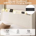 thumbnail image 4 of Bingirl Queen - Sized Platform Bed Frame: Lighted, Upholstered with 4 Storage Drawers and Headboard. No Box Spring Required. Wooden Slats Support, Noise - Free & Easy to Assemble. Beige Color, 4 of 8