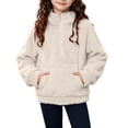 thumbnail image 3 of Fancifize Fancifize Half Zip Sherpa Fleece Sweatshirts for Boys Girls, Mock Neck Fuzzy Warm Pullover Tops with Pockets, 3-14 Years, 3 of 7