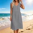 thumbnail image 6 of Admvng Women's Dress V Neck Sleeveless Casual Stretchy Summer Mid-Length Dress, 6 of 7