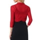thumbnail image 3 of INSPIRAR CHIC Blusas Semitransparentes para Mujeres Elegantes con Mangas 3/4 Cárdigan Bolero Shrug Rojo L, 3 of 6