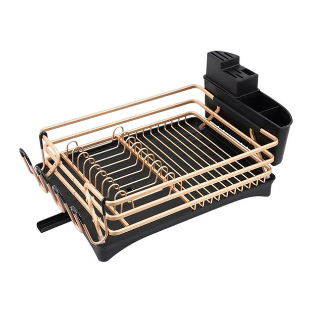 Estante de almacenamiento, soporte para utensilios, escurridor, ahorra espacio, fregadero inoxidable Champán Oro Negro