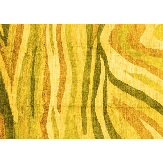 Ahgly Company Indoor Rectangle Abstract Yellow Modern Area Rugs, 6' x 9'