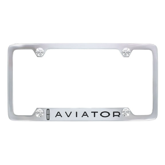 Lincoln Aviator Wordmark Logo Chrome Plated Metal License Plate Frame Holder