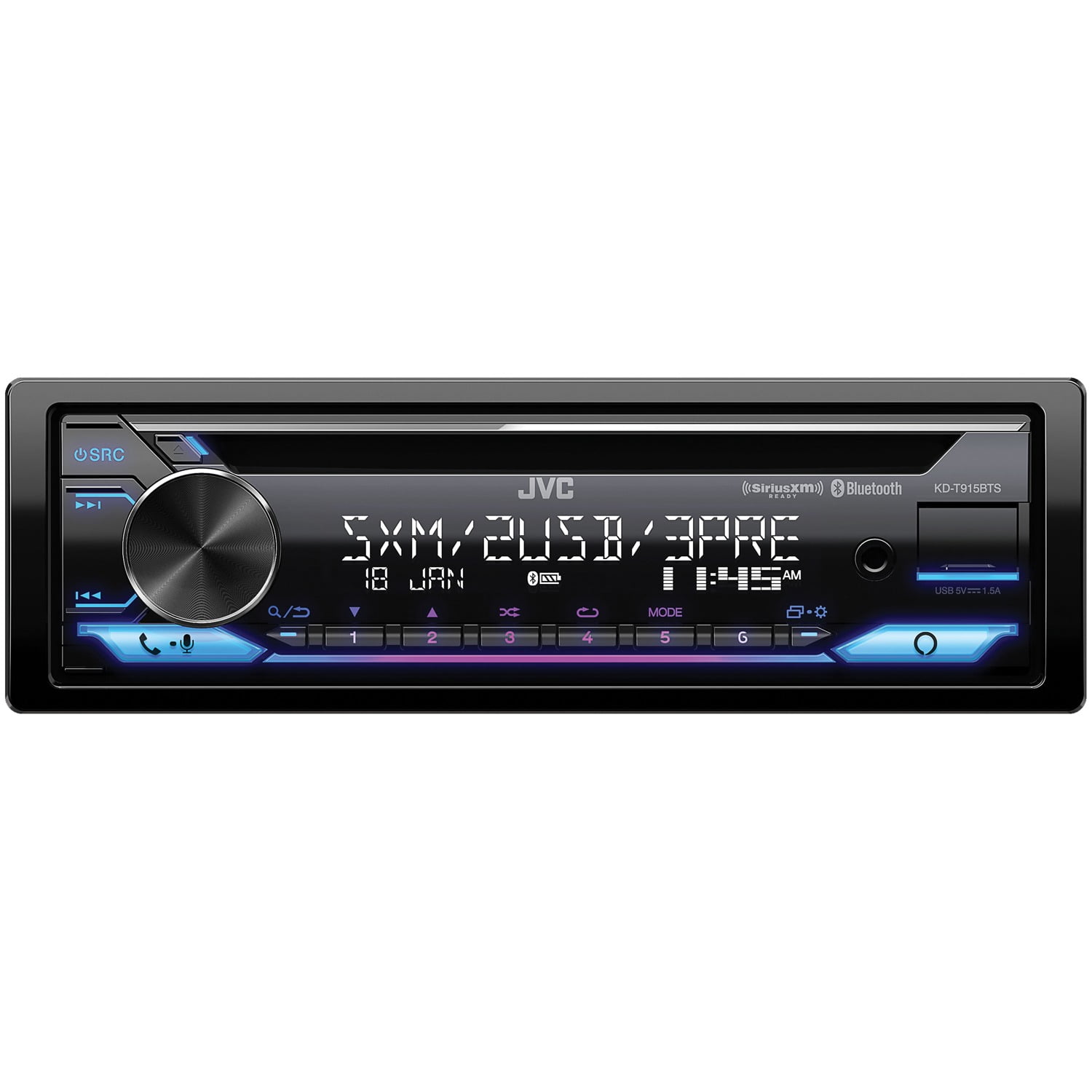 JVC KD-T915BTS Single-DIN In-Dash AM/FM/CD Receiver with Bluetooth