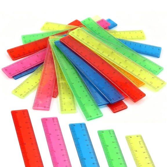 Topboutique Plastic Ruler 30 Pcs Colored Clear Rulers Flexible Straight Rulers Small Rulers Measuring Ruler with Centimeters and Inches for Home and Office,6 inch/15 cm