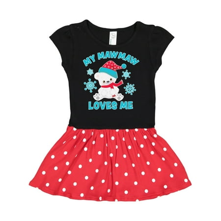 

Inktastic Polar Bear My Mawmaw Loves Me in Santa Hat with Snowflakes Gift Toddler Girl Dress