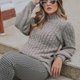 thumbnail image 4 of Gibobby Casual Suéter para Mujer, Suéter de playa con rayas de color para mujer, cuello redondo, punto hueco(Gris,M), 4 of 5