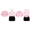 thumbnail image 6 of iiniim Girls Athletic Short Sleeve Hooded with Sleeveless Sports Bra And Tumbling Shorts Activewear A Pink 12, 6 of 6