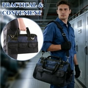 Topsome Tool Bag 17 Inch with 1 Pouch, Heavy Duty Wide Mouth Tool Organizer Tote with Multiple Pockets, Adjustable Shoulder Strap, and Waterproof Hard Base for Men, Mechanic, Home and Work Use