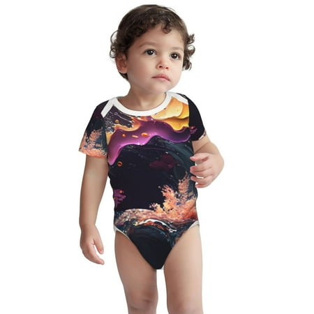 

Kdxio Explosive Fluid Splash Art Pattern Unisex Baby Cotton Short Sleeve Bodysuits-6 Months