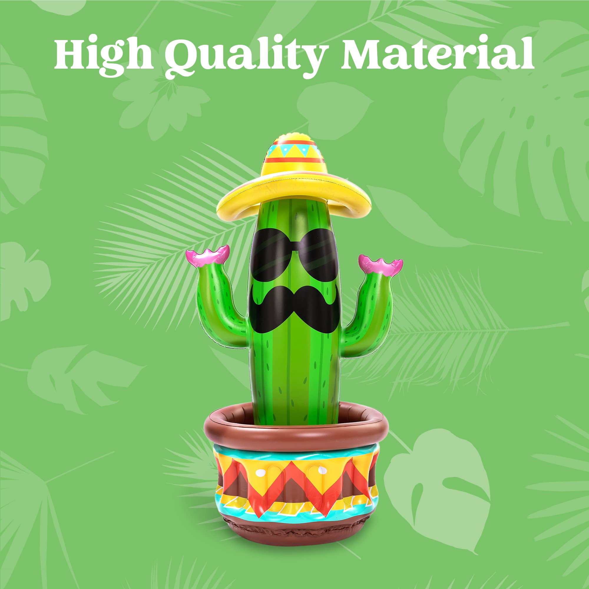 JOYIN 36" Inflatable Cactus Cooler with Sombrero Hat for Fiesta Pool Party Decoration