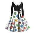 thumbnail image 2 of Christmas Dresses for Women Women's Casual And Fashionable Long Sleeved V-neck Print Matching Zipper Dress with Fur and Christmas Tree for Holiday Party,Multicolor,XL, 2 of 4