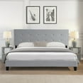 thumbnail image 5 of Vintage King Size Upholstered Bed Frame with Button Tufted Headboard, Platform Bed with Sturdy Wood Slat Support, No Box Spring Needed Easy Assembly - Grey, 5 of 8