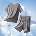 thumbnail image 4 of yillto Mens Pajama Sets 2 Piece Short Sleeve Shirts Tops and Pjs Bottoms for Loungewear Sleepwear, 4 of 5