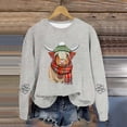 thumbnail image 2 of Goindgs Fall and Winter Sweatshirts for Women Cow Graphic Long Sleeve Pullover Crew Neck Loose Hoodless Soft Casual Women's Shirts B-Light Gray M, 2 of 4