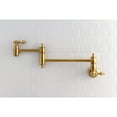 thumbnail image 2 of Kingston Brass KS3107AL Restoration Wall Mount Pot Filler Kitchen Faucet, Brushed Brass, 2 of 5