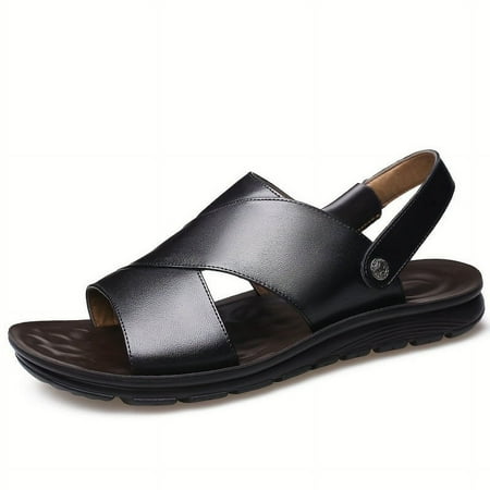 

Men s Top Grain Leather Open Toe Breathable Sandals Comfy Non Slip Casual Beach Water Shoes For Men s Outdoor Activities