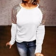 thumbnail image 2 of Mujeres Leopardo O Cuello Lentejuelas Manga Larga Patchwork Camiseta Polluver Blusa Tops Fridja  FKASFK3003, 2 of 8