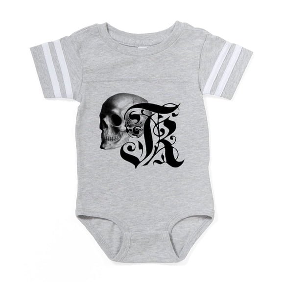 CafePress - Gothic Skull Initial K - Cute Infant Baby Football Bodysuit
