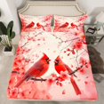 thumbnail image 2 of Manfei Cartoon Bird Child Full Size Sheets, Pink Blossoms Floral Bed Sheets, Kawaii Christmas Animal Microfiber Bedroom Decor, 4 Pieces, 2 of 7