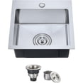 thumbnail image 1 of in. Drop in Kitchen Sink Stainless Steel with Holes  Single Bowl Sink for Kitchen  Handmade Modern Sink Top Mount  Drain Included  Brushed, 1 of 3