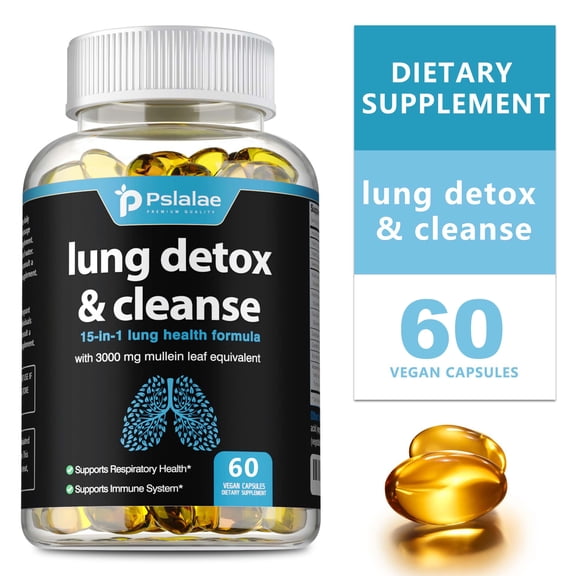 Lung Detox & Cleanse - with Mullein Leaves, Quercetin - Cleanses The Lungs, Supports Respiratory Health, and Boosts Immunity - 60 Capsules