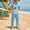 Blue, variant on Men's 2 Piece Linen Outfits Cuban Guayabera Short Sleeve Shirts and Pants Summer Beach Vacation Sets for Men Big and Tall Size S-3XL White