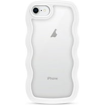 for iPhone 6s/6 Case 4.7", Cute Kawaii Curly Wave Frame Shape Design, Soft TPU   Hard PC Shockproof Protective Bling Phone Cover for Women Girls, Clear-White