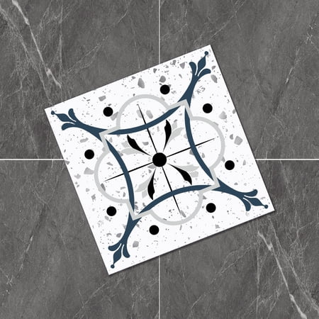 Nvzi-a Floor stickers self-adhesive living room floor beautification PVC tiles terrazzo texture anti slip decoration floor stickers waterproof (4 pieces, blue)