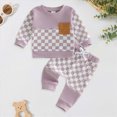 thumbnail image 2 of HCNTES Toddler Boy Winter Clothes Toddler Baby Boy Clothes 6M 12M 18M 24M 1T 2T 3T Fall Winter Outfits Checkerboard Color Long Sleeve Sweatshirt + Elastic Waist Pants Sets Baby Winter Clothes, 2 of 6