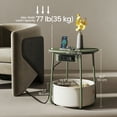 thumbnail image 5 of LEDREM Multifunctional Round Bedside Table with Power Socket, Stable U-Shape Support Leg Accent Table, Quick Assembly Side Table with Large Capacity Fabric Storage Bin for Apartment, Dorm, 5 of 5