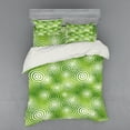 thumbnail image 2 of Abstract Duvet Cover Set, Circular Round Shaped Inner Geometric Eco Wavelength Illustration, Bedding Set with Shams and Fitted Sheet, 3 Sizes, by Ambesonne, 2 of 3