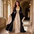 thumbnail image 5 of Domzest Halloween Costumes for Women Renaissance Long Bell Sleeve Lace-Up Medieval Dress Floor Length Gothic Princess Dresses, 5 of 6
