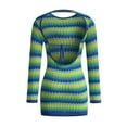 thumbnail image 5 of Henpk Summer Dresses for Women Striped T Shirt Dress Casual Midi Dress Short Sleeve Sundress with Pockets Woolen One-Piece Dress New Stripe Backless Long Sleeve Knitted Tight Hip Wrap Skirt Green XL, 5 of 5