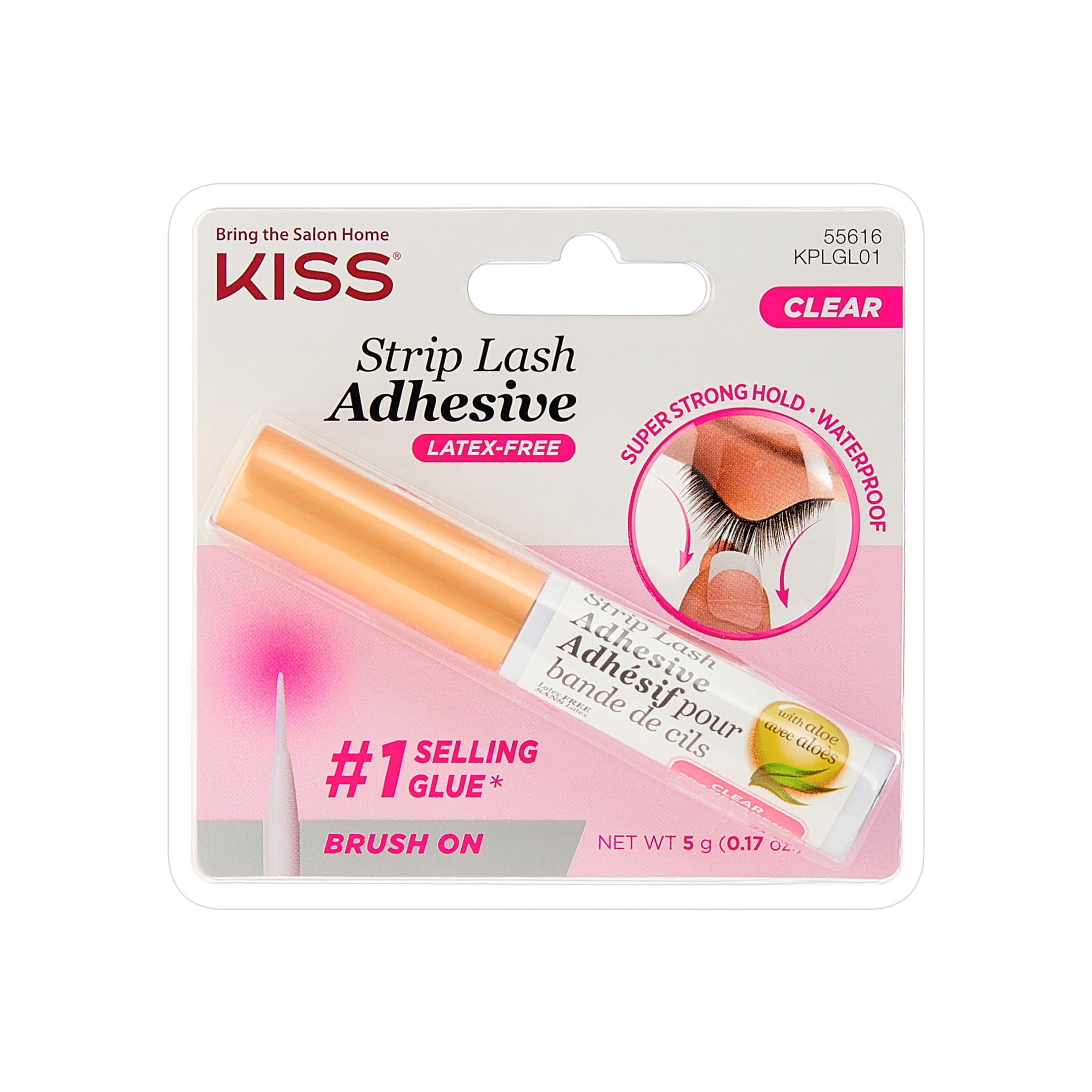 Kiss Lash Couture Matte Black Faux Mink False Eyelashes, Strip Lashes, Matte Velvet, Black, 1 Pair and  KISS Strip Lash Adhesive, Lash Glue, 24hr Strip Eyelash Adhesive, Clear, 0.17 oz.