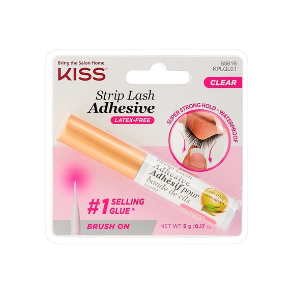 Kiss Strip Lash False Eyelash Adhesive Glue, Latex Free with Aloe, Clear, 0.17 oz