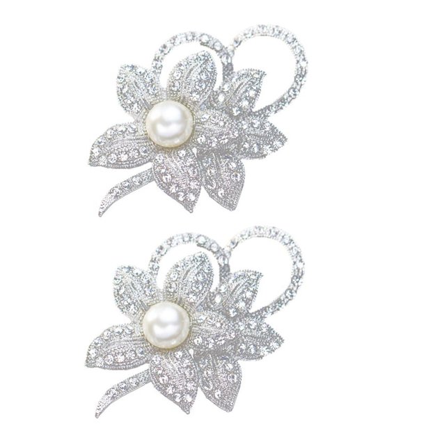 2X Pin de Broche de Flores con Clase con Cristal Creado Brillante Y Perla Creada para la Boda de Navidad O Fiesta de Graduacion