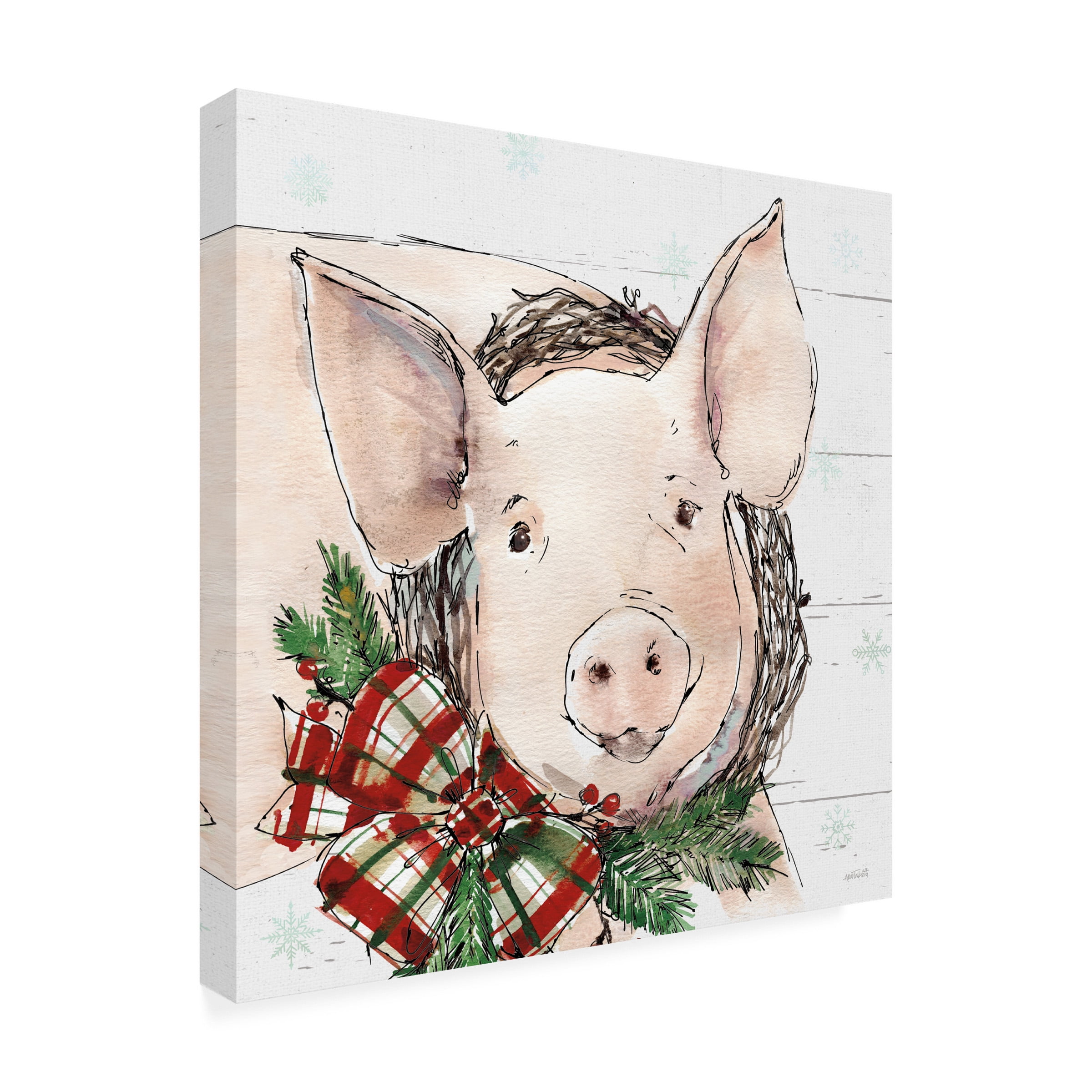 Trademark Fine Art 'Holiday on the Farm VII on Gray' Canvas Art by Anne Tavoletti